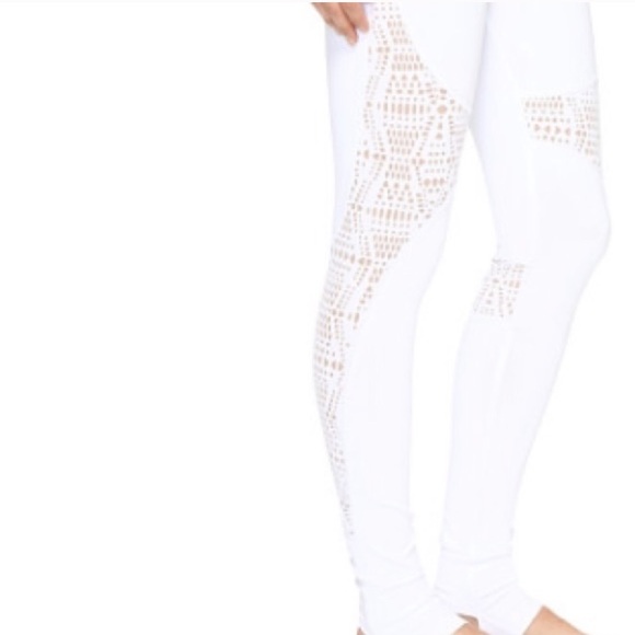 alo yoga // white laser-cut stirrup leggings - Picture 2 of 6